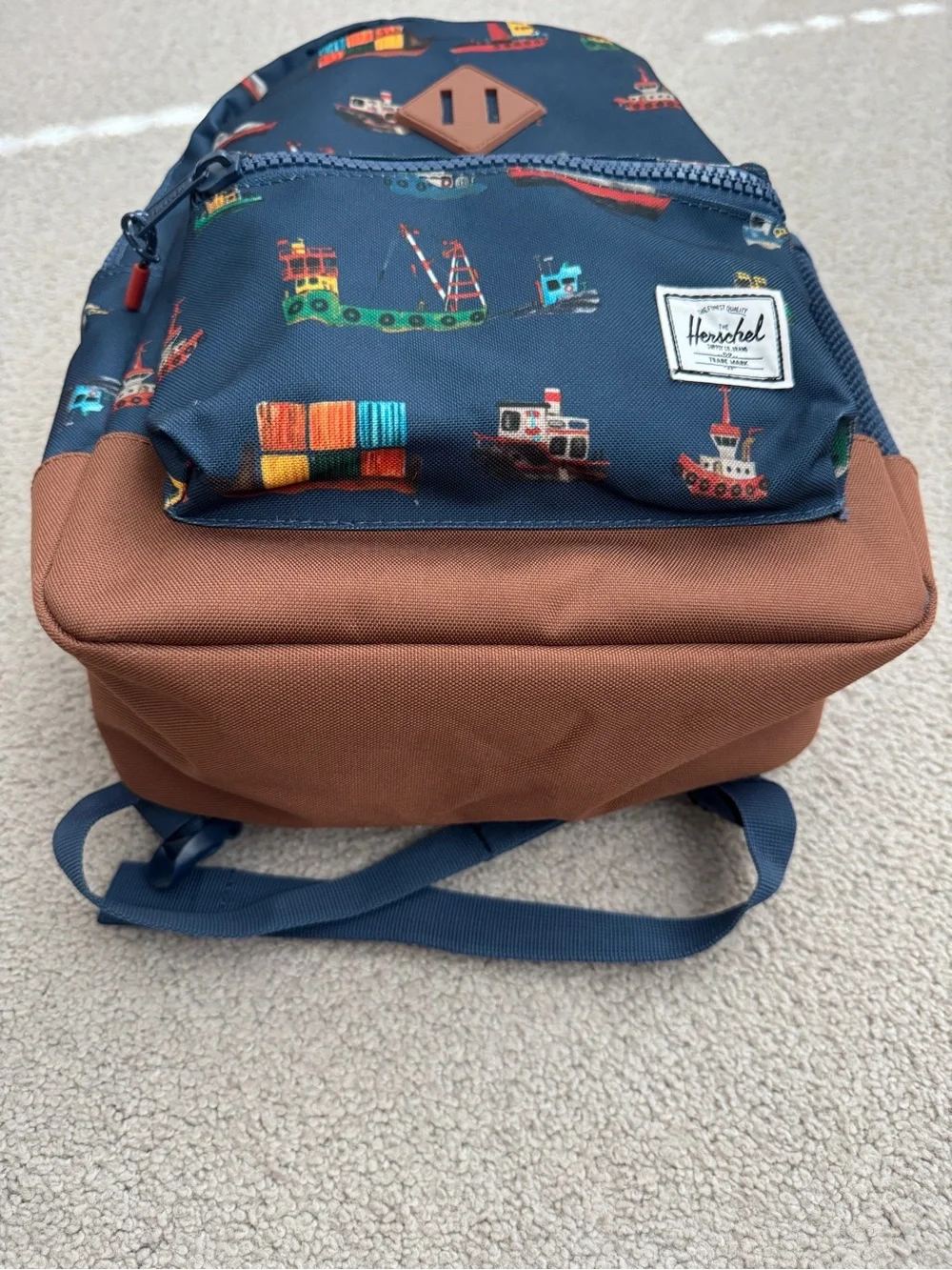 Herschel Supply Company Navy Kids Backpack with Colorful Boat Print